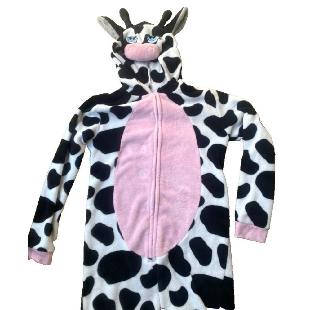 Spirit Halloween Cow Hooded One Piece Costume - Adult Small Jumpsuit Warm Zip-Up